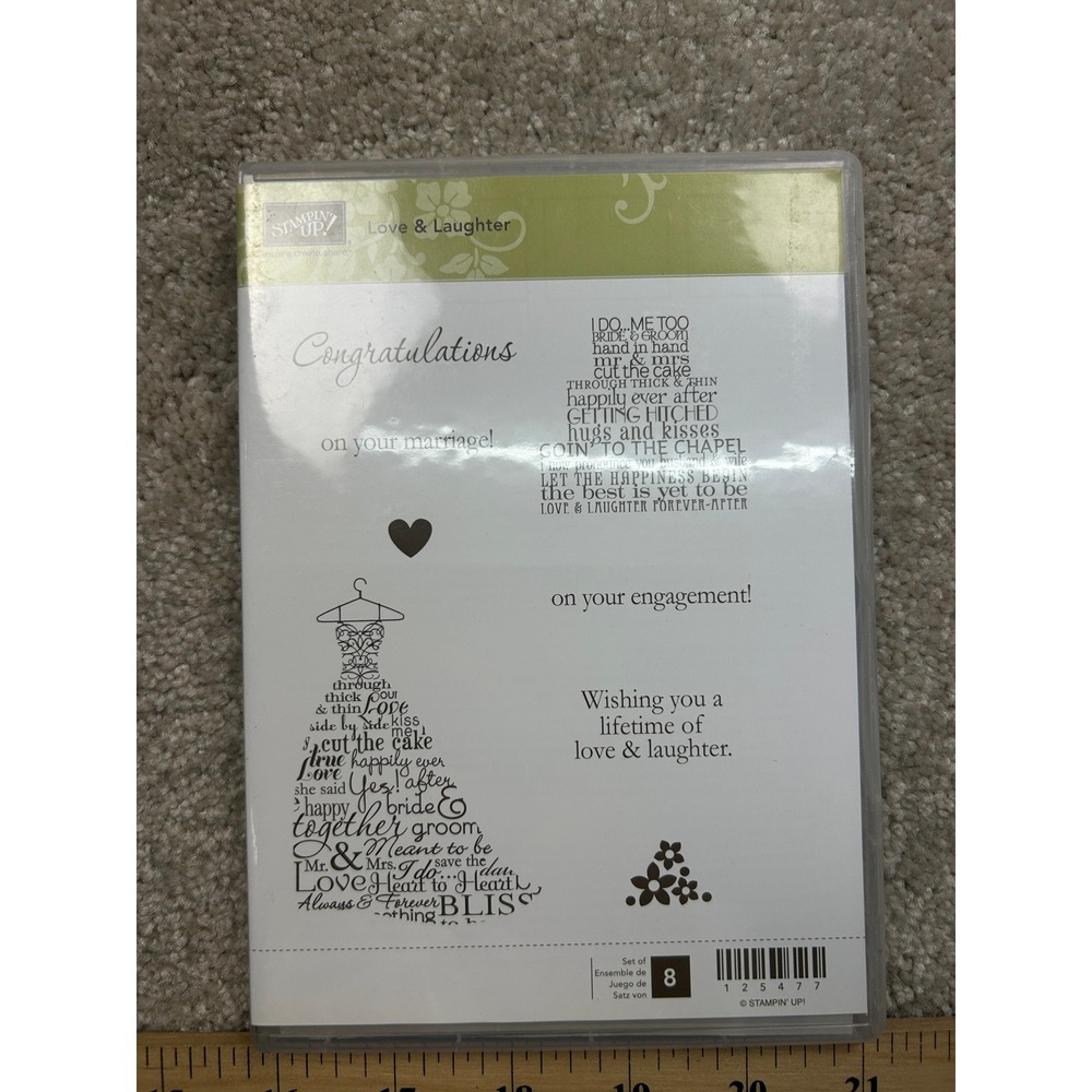 Stampin Up Love Laughter 125477 Clear Mount Rubber Stamps Wedding Bride 8pc